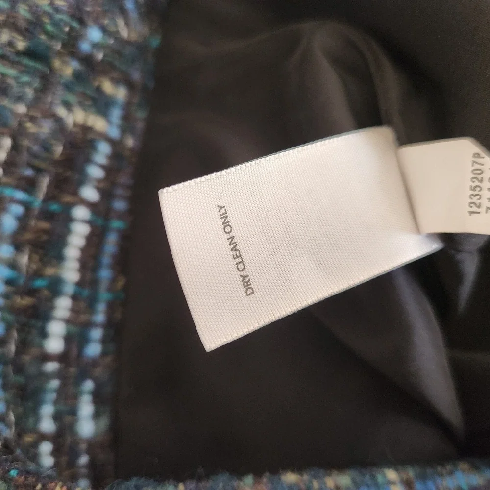 J. Jill Tweed Skirt 4 Petite Pencil Mini‎ Knee Lined Heather Blue Office Work
